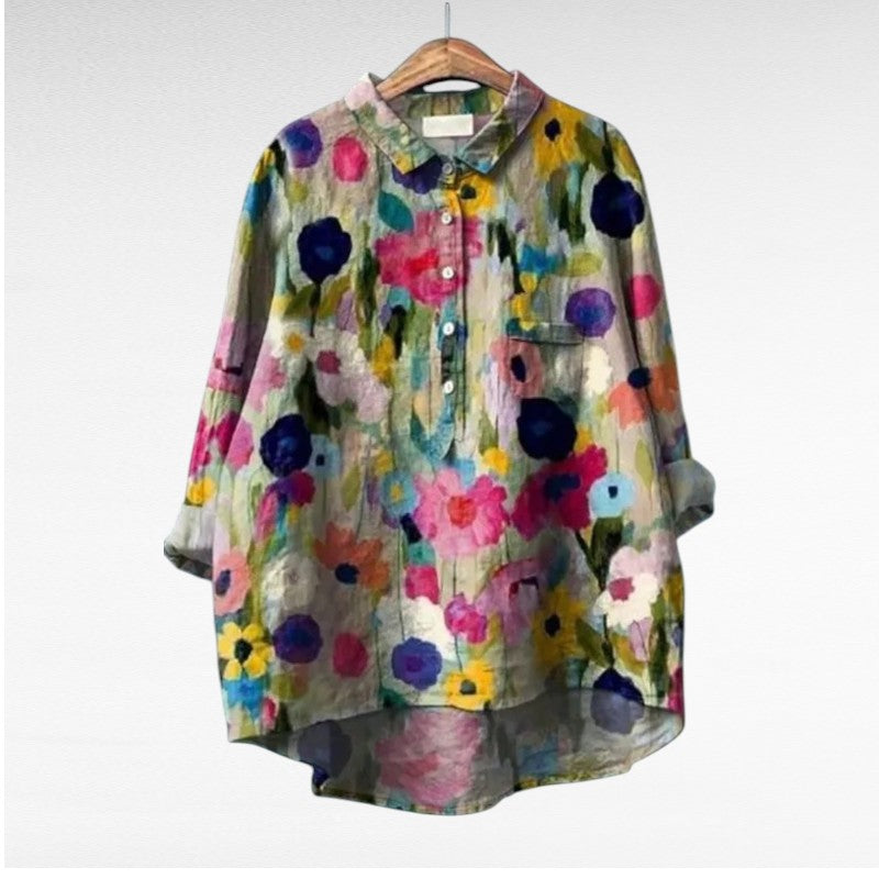 Claire | Elegant Linen Summer Blouse