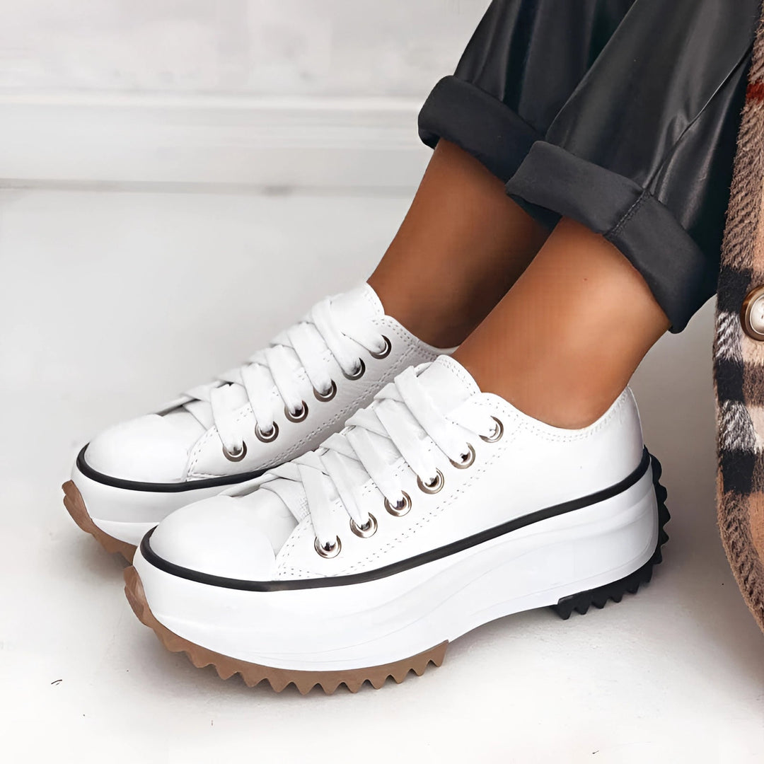 Starry Heel Chunky Sole Sneakers in Beige - Stylish Women's Footwear