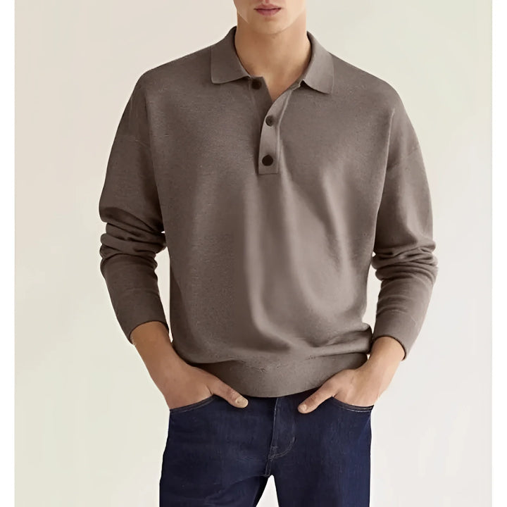 Elegant Khaki Cashmere Polo - Premium Men's Knitwear