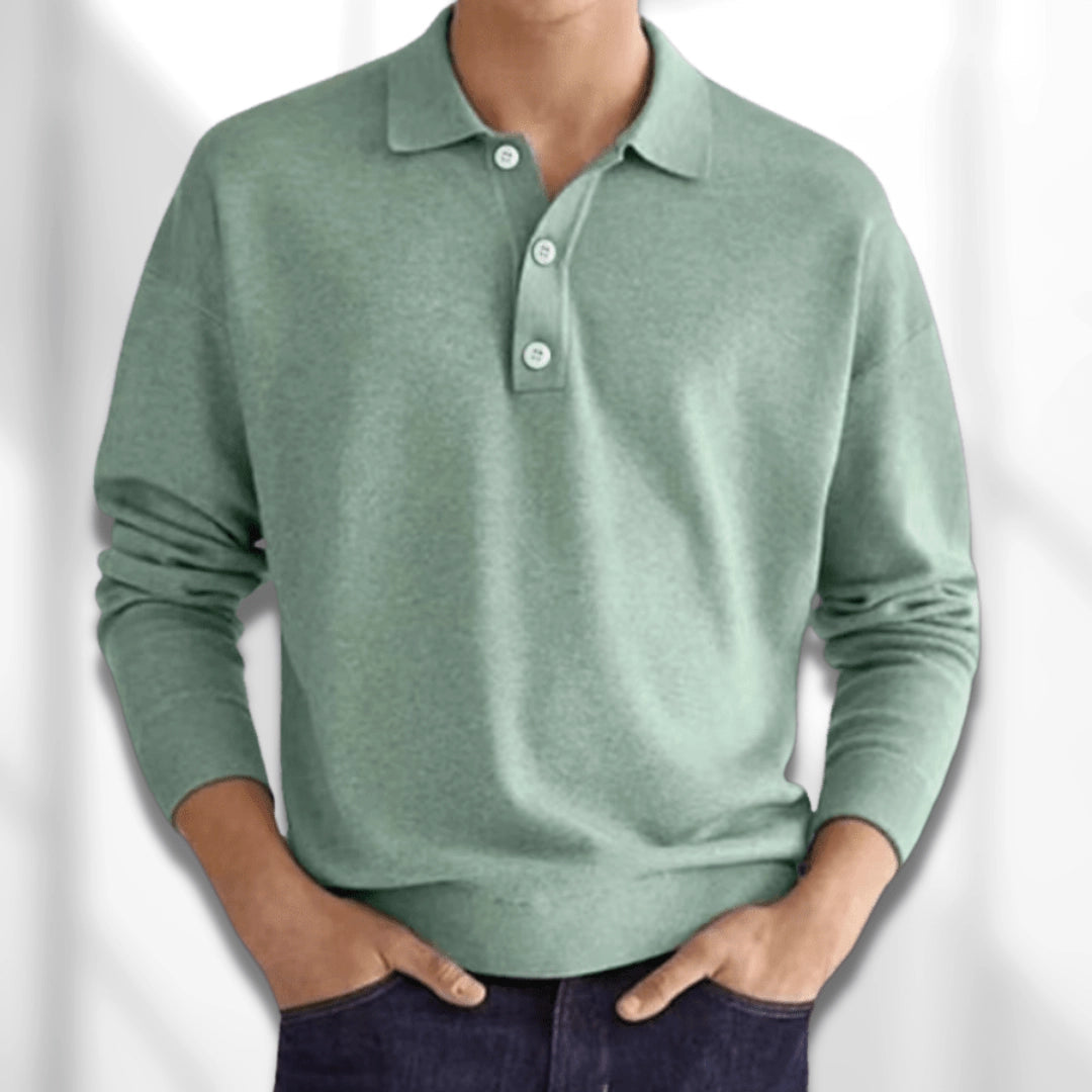 Elegant Khaki Cashmere Polo - Premium Men's Knitwear