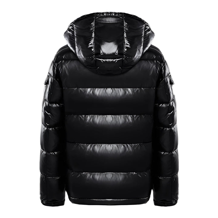 Men's Sleek Black Hooded Puffer Jacket - Warm Winter Outerwear
