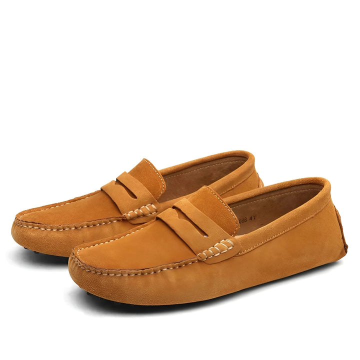 Classic Brown Suede Slip-On Loafers for Men - Easy to Wear Driving Shoe