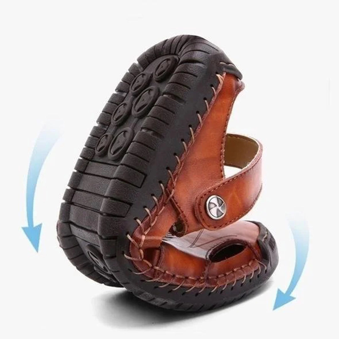 Timothy's Lightweight Brown Slip-On Leather Sandals for Men