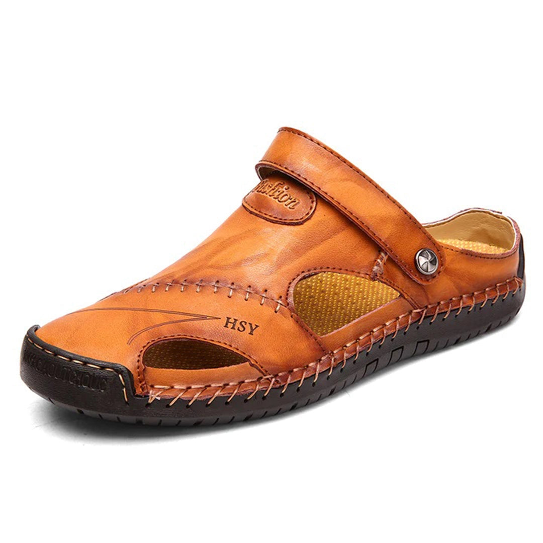 Timothy's Lightweight Brown Slip-On Leather Sandals for Men