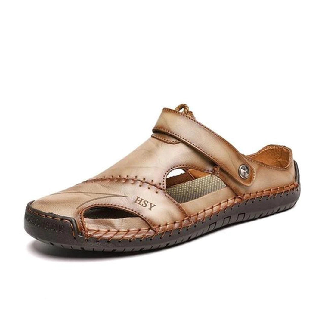 Timothy's Lightweight Brown Slip-On Leather Sandals for Men