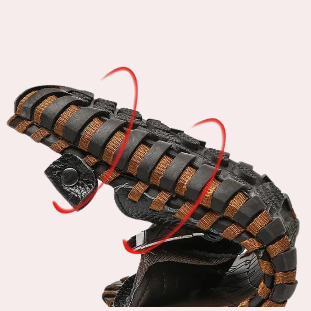 Sophisticated Black Braided Leather Flip-Flops for Men