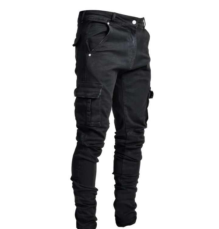 Travis Cargo Denim Pants - Light Wash with Zip Pockets