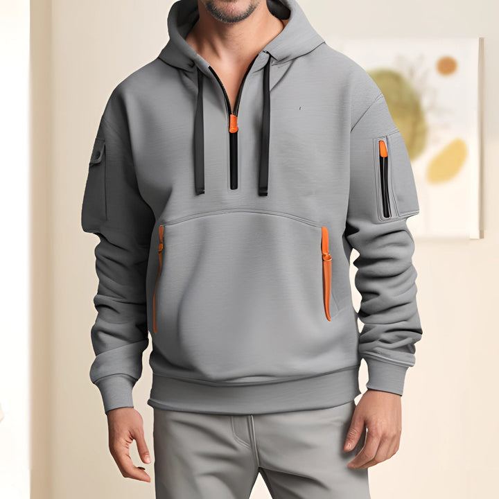 Men’s Performance Hoodie - Versatile Design with Pockets, Zip Closure, and Lightweight Fabric