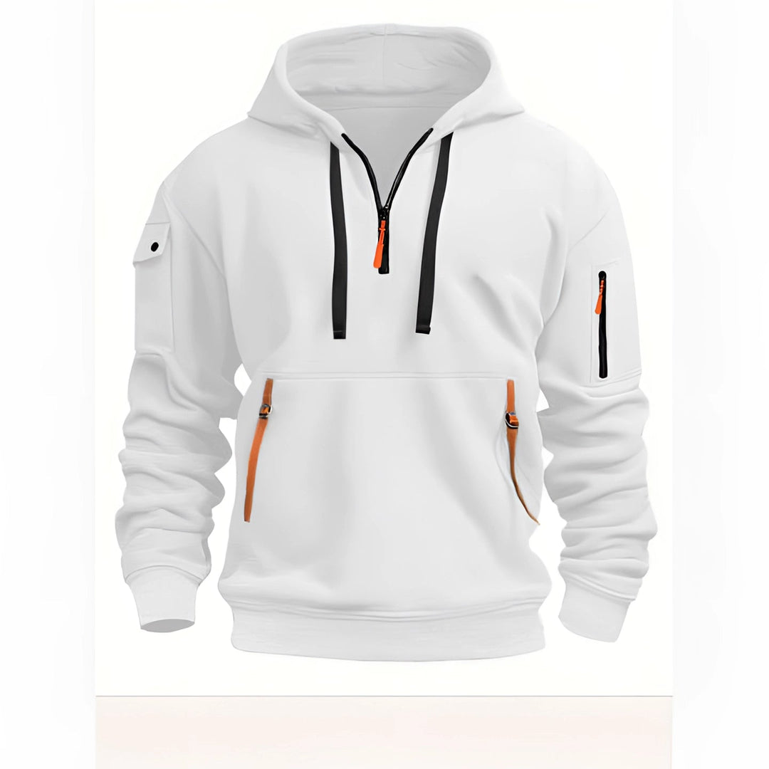 Men’s Performance Hoodie - Versatile Design with Pockets, Zip Closure, and Lightweight Fabric