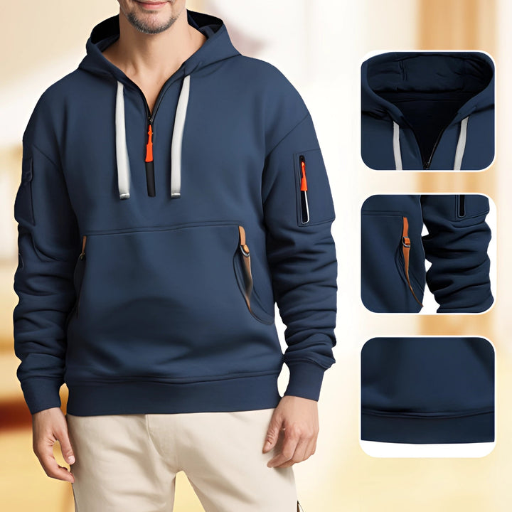 Men’s Performance Hoodie - Versatile Design with Pockets, Zip Closure, and Lightweight Fabric