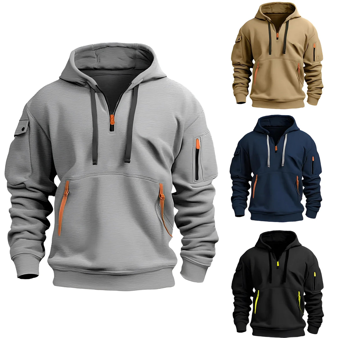 Men’s Performance Hoodie - Versatile Design with Pockets, Zip Closure, and Lightweight Fabric