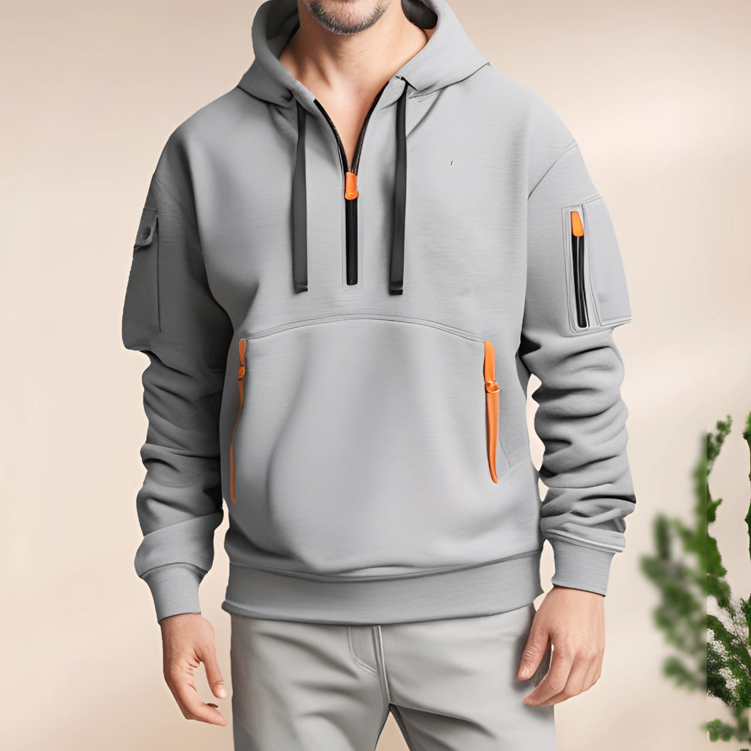 Men’s Performance Hoodie - Versatile Design with Pockets, Zip Closure, and Lightweight Fabric