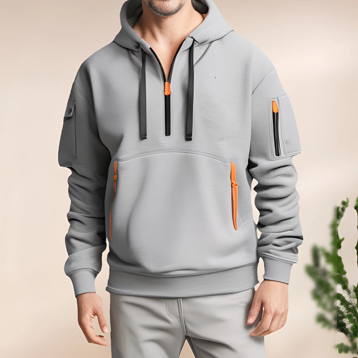 Men’s Performance Hoodie - Versatile Design with Pockets, Zip Closure, and Lightweight Fabric