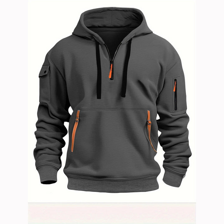 Men’s Performance Hoodie - Versatile Design with Pockets, Zip Closure, and Lightweight Fabric