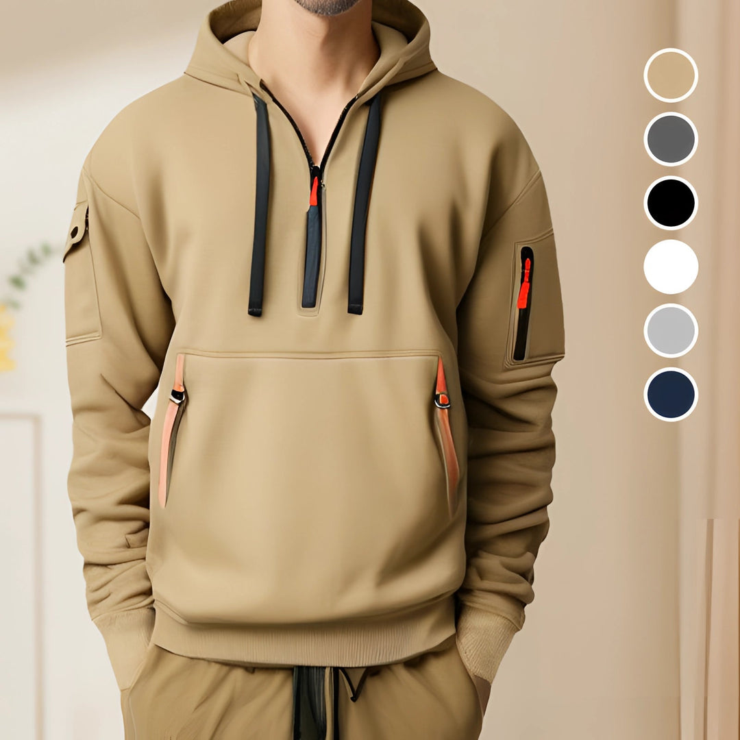 Men’s Performance Hoodie - Versatile Design with Pockets, Zip Closure, and Lightweight Fabric