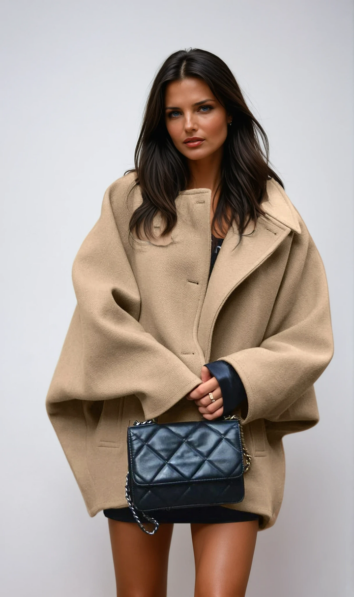 Catherine's Cozy Wool-Blend Long Coat with Button Front