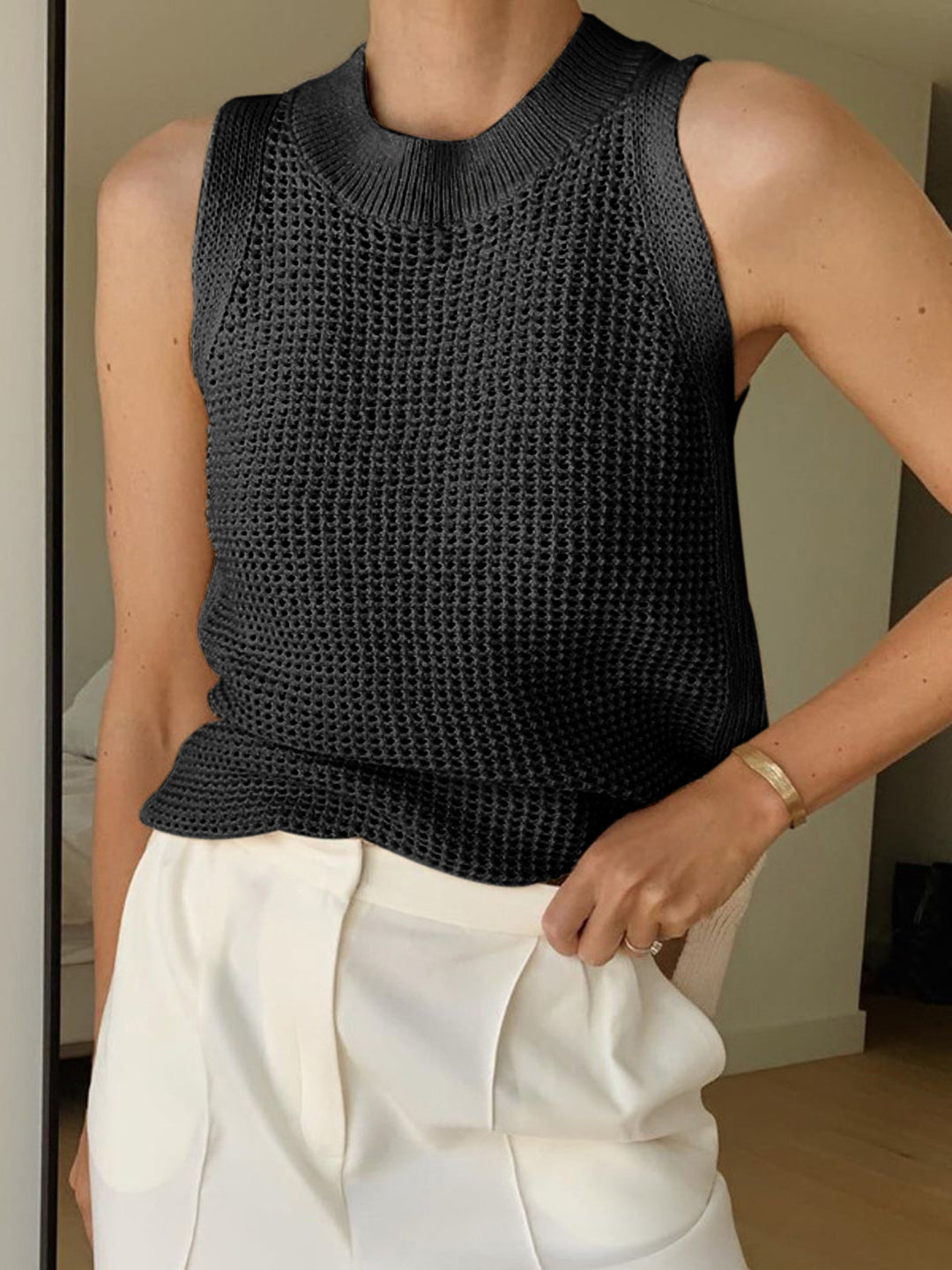 Solid Knit Sleeveless Top