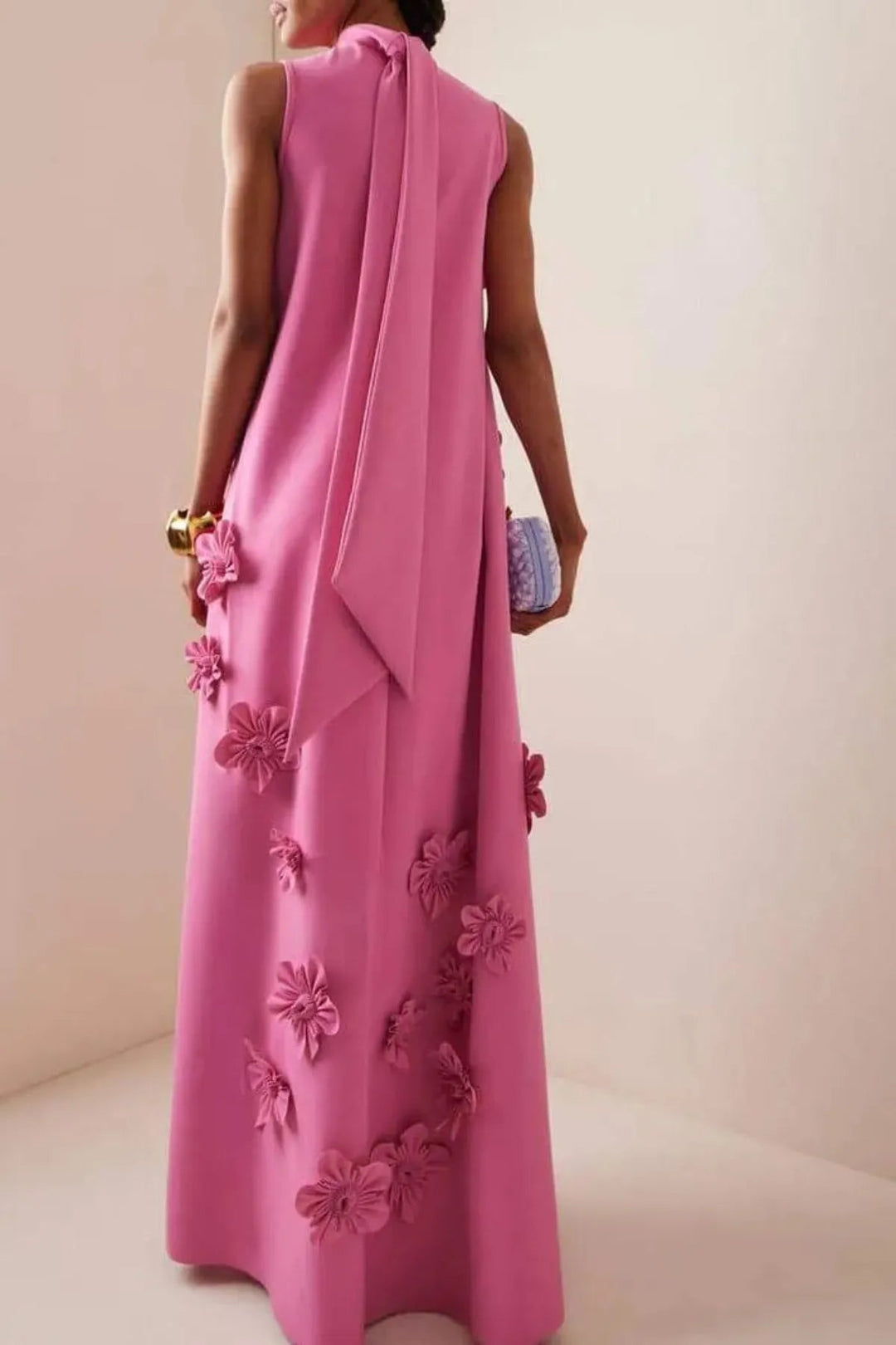 Petal-Details No-Sleeve Summer Maxi Gown