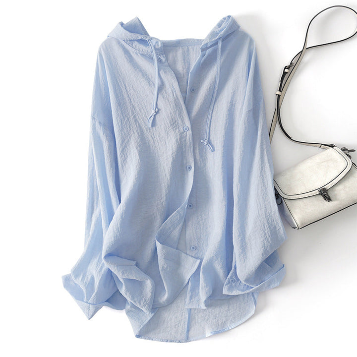 Ava Women's Lightweight Linen Pullover Hoodie