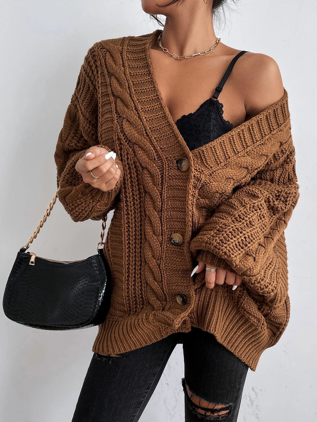 Chunky Knit Open-Front Sweater