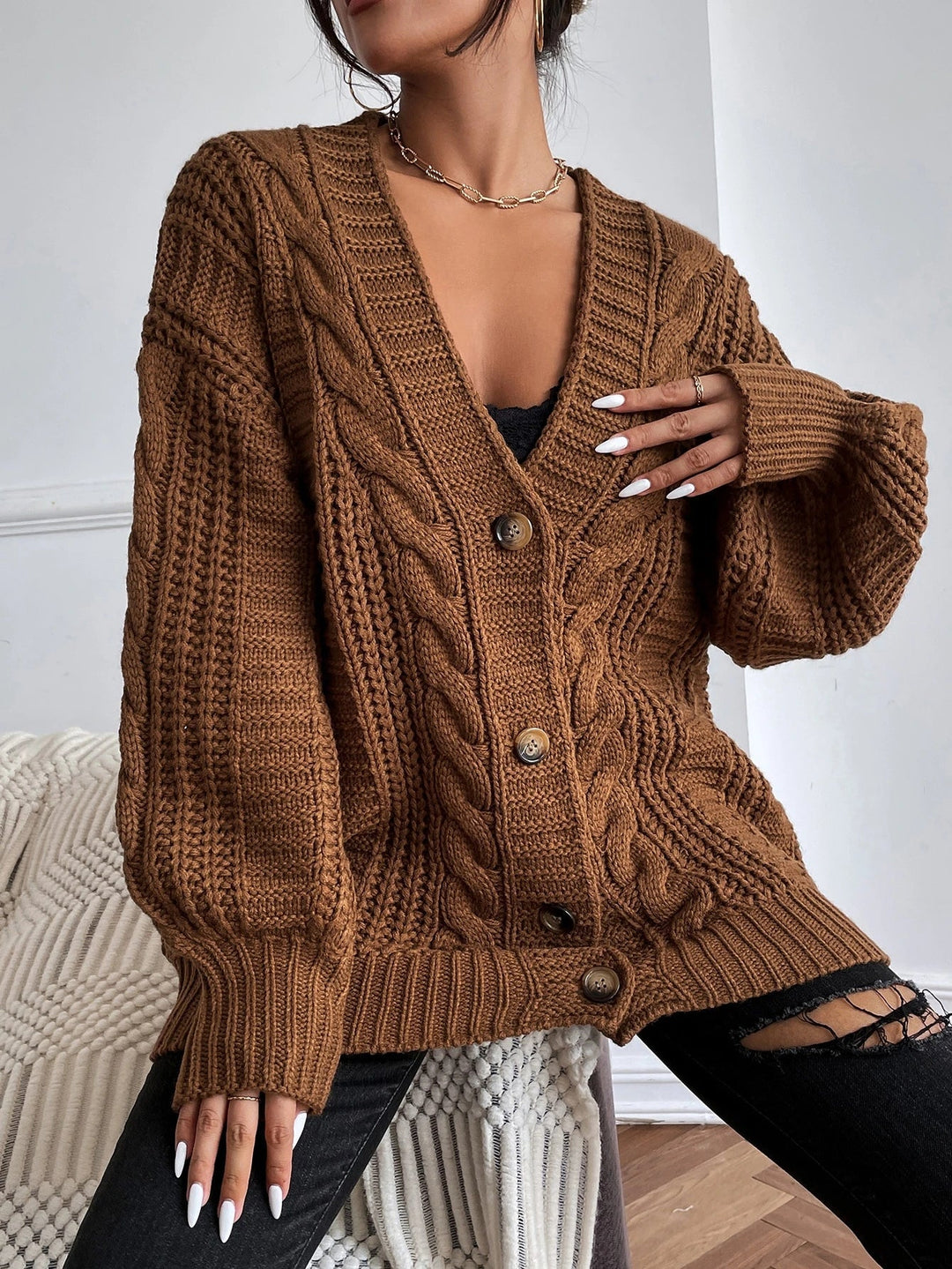 Chunky Knit Open-Front Sweater