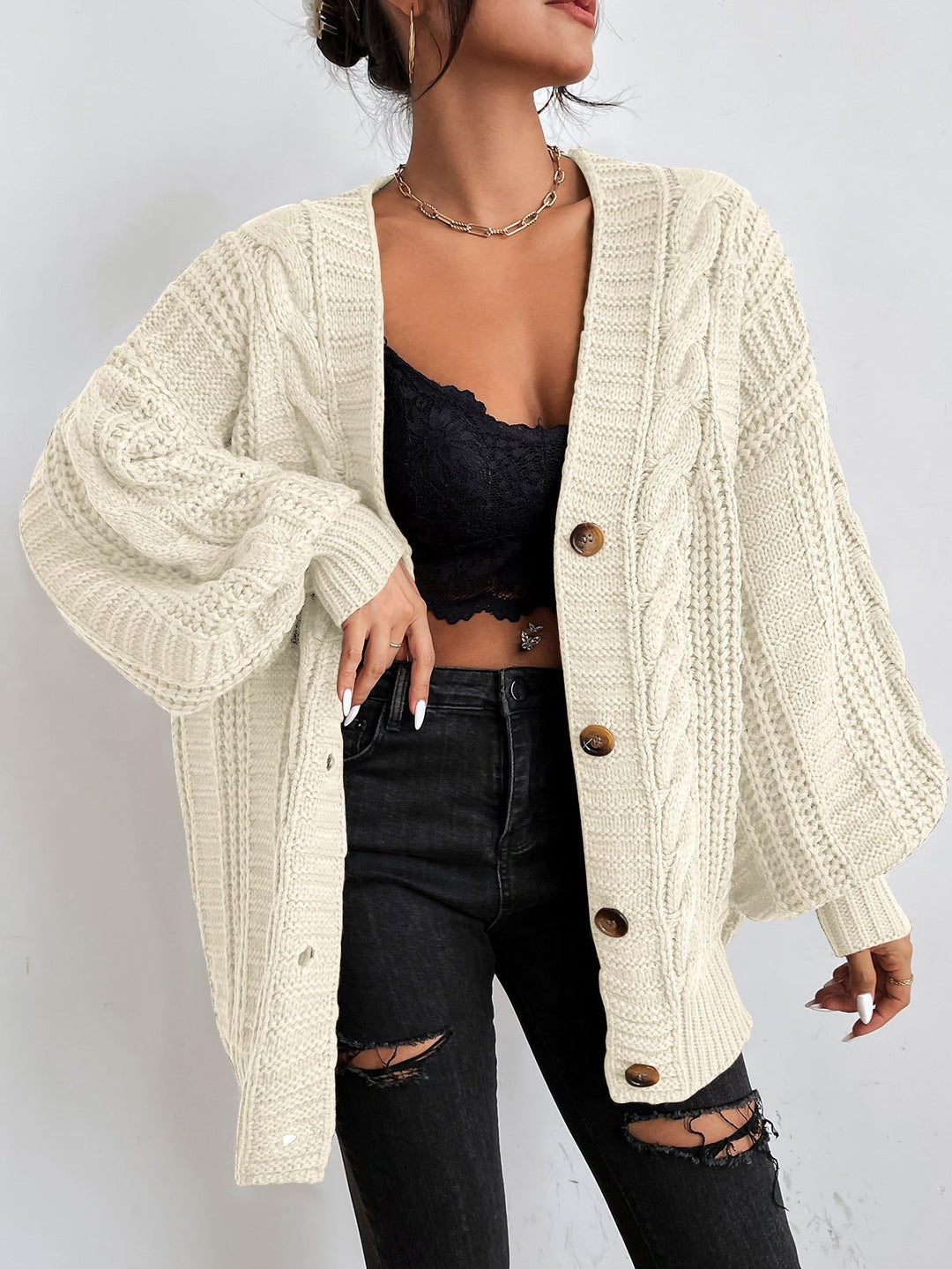 Chunky Knit Open-Front Sweater