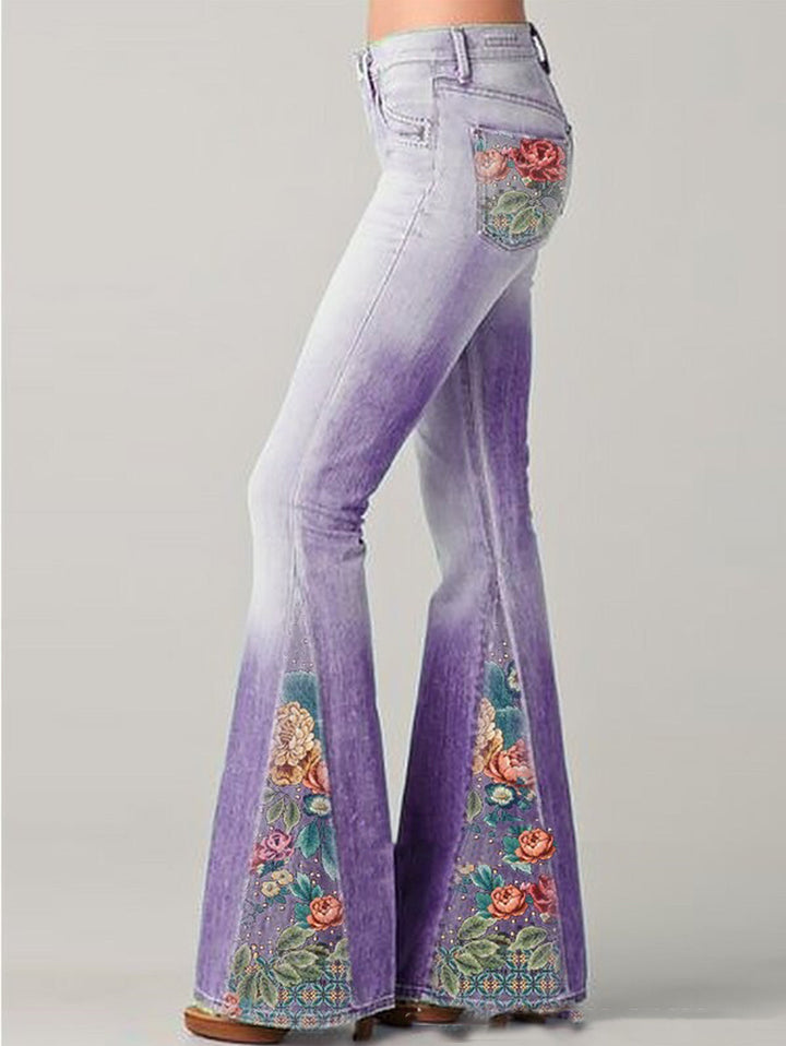 Floral Embroidered Bootcut Jeans for Her