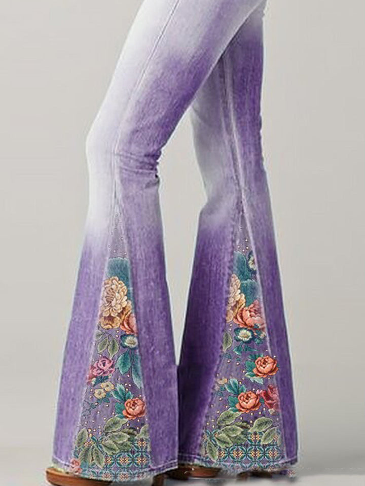 Floral Embroidered Bootcut Jeans for Her