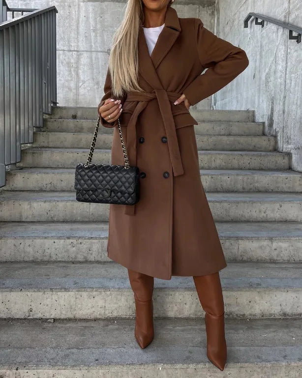Classic Women's Double-Breasted Overcoat