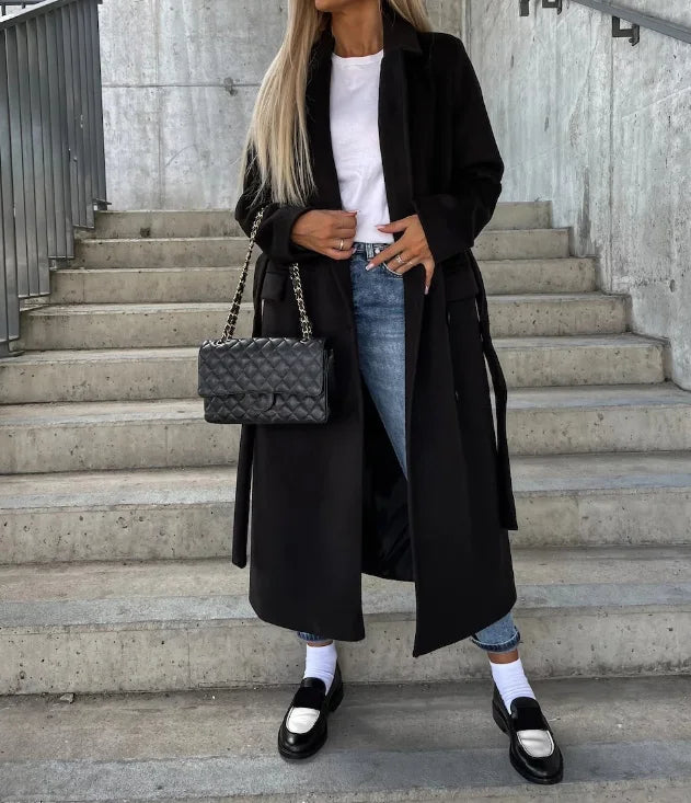 Classic Women's Double-Breasted Overcoat