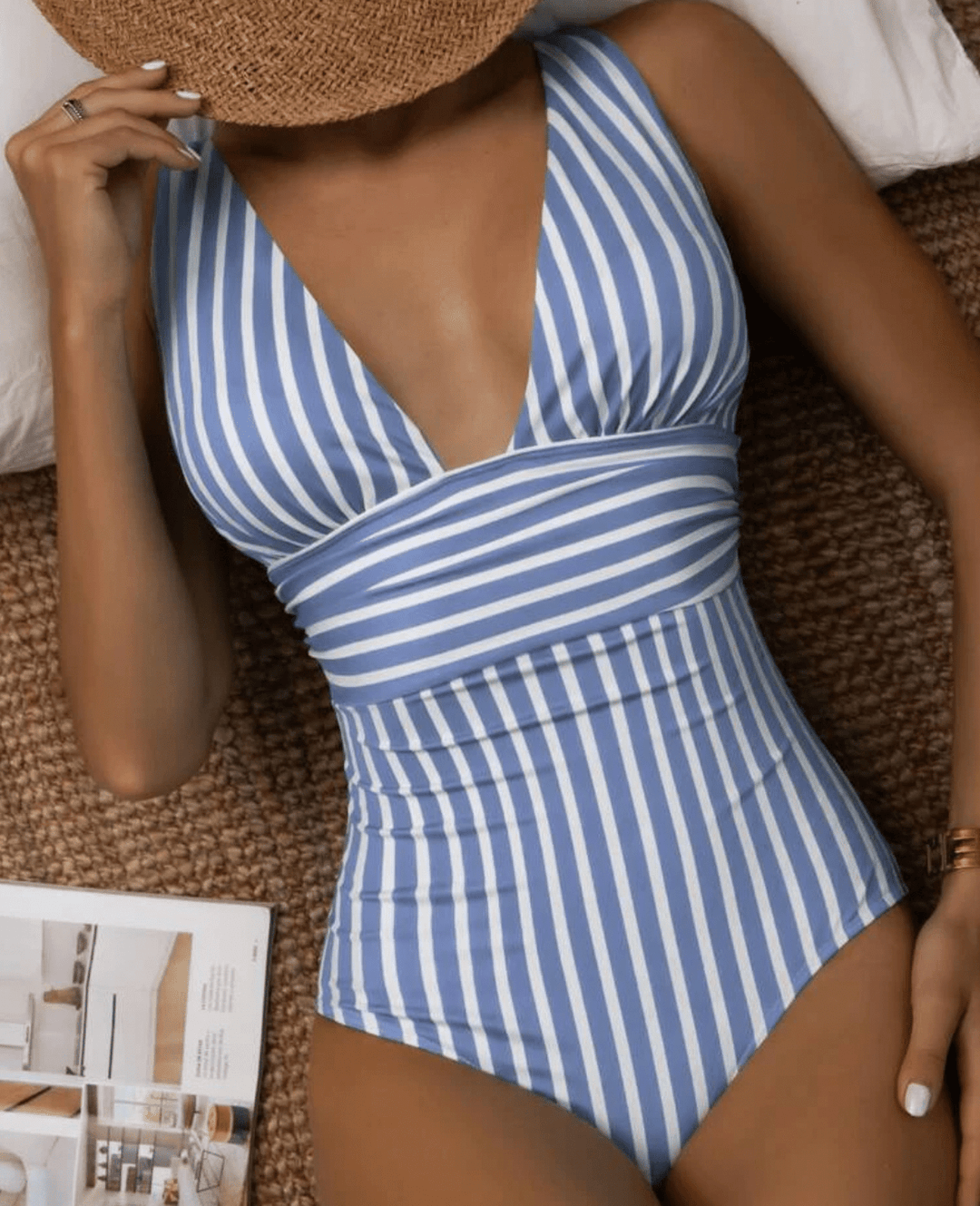 Contemporary Striped Beach Swimwear