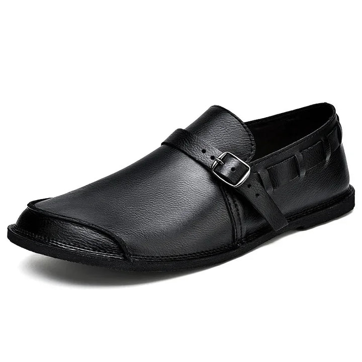 Marcus Finn Leather Slip-On Shoes with Buckle