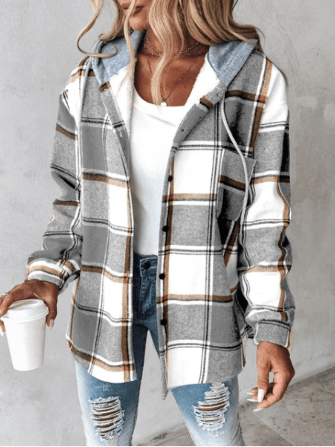 Plaid Women's Hooded Jacket