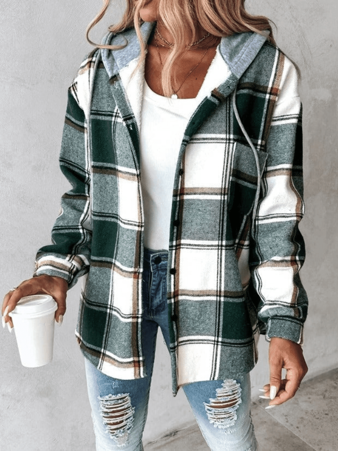 Plaid Women's Hooded Jacket