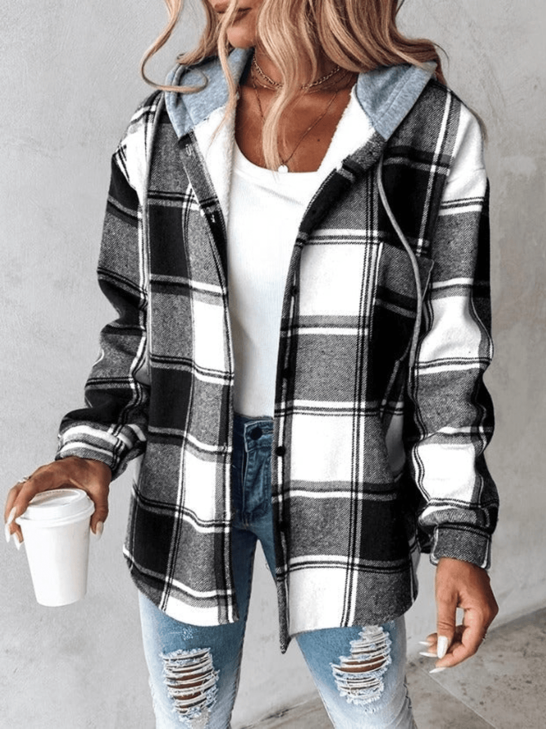 Plaid Women's Hooded Jacket