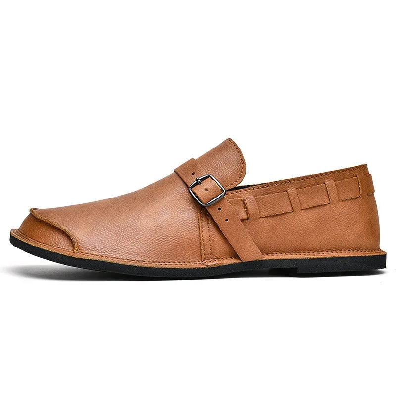 Marcus Finn Leather Slip-On Shoes with Buckle