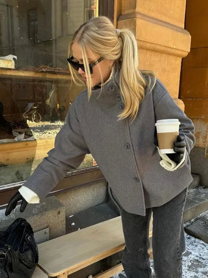 Women's Stand-Up Collar Peacoat