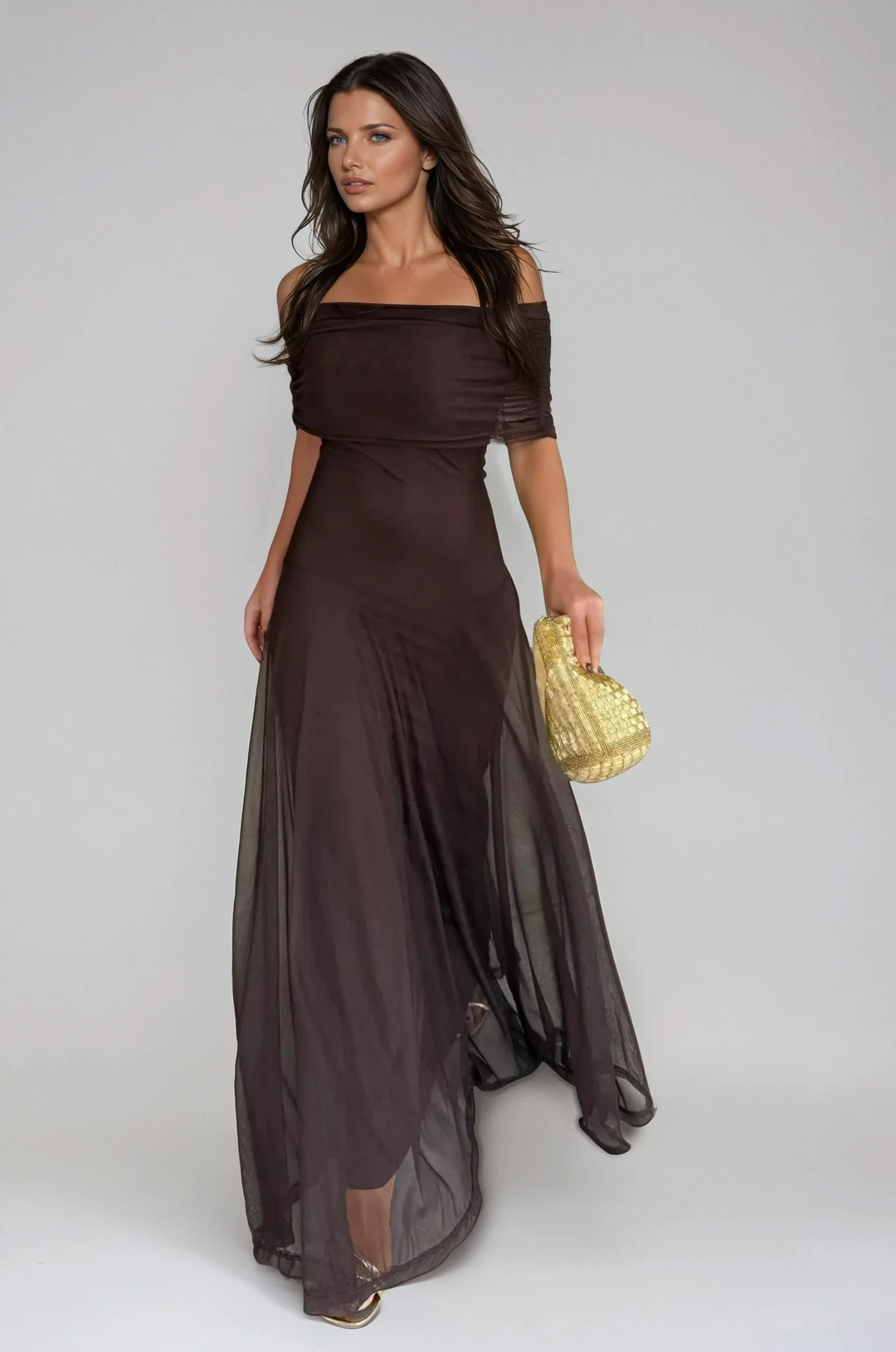 Ella's Elegant Chiffon Full-Length Dress