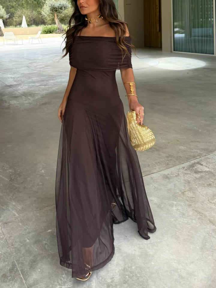 Ella's Elegant Chiffon Full-Length Dress