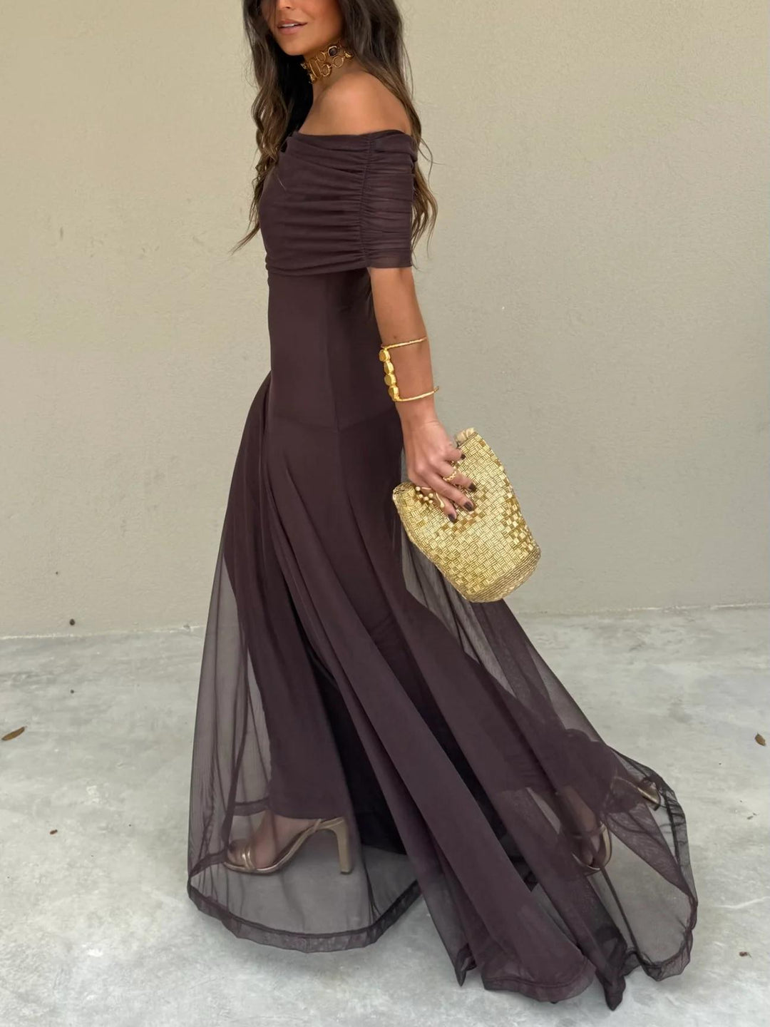 Ella's Elegant Chiffon Full-Length Dress
