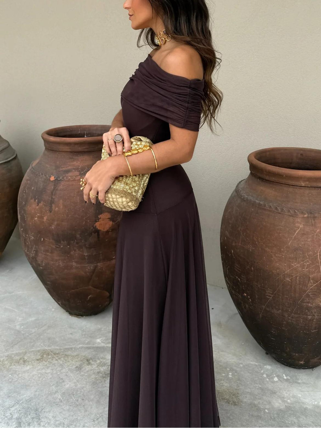 Ella's Elegant Chiffon Full-Length Dress
