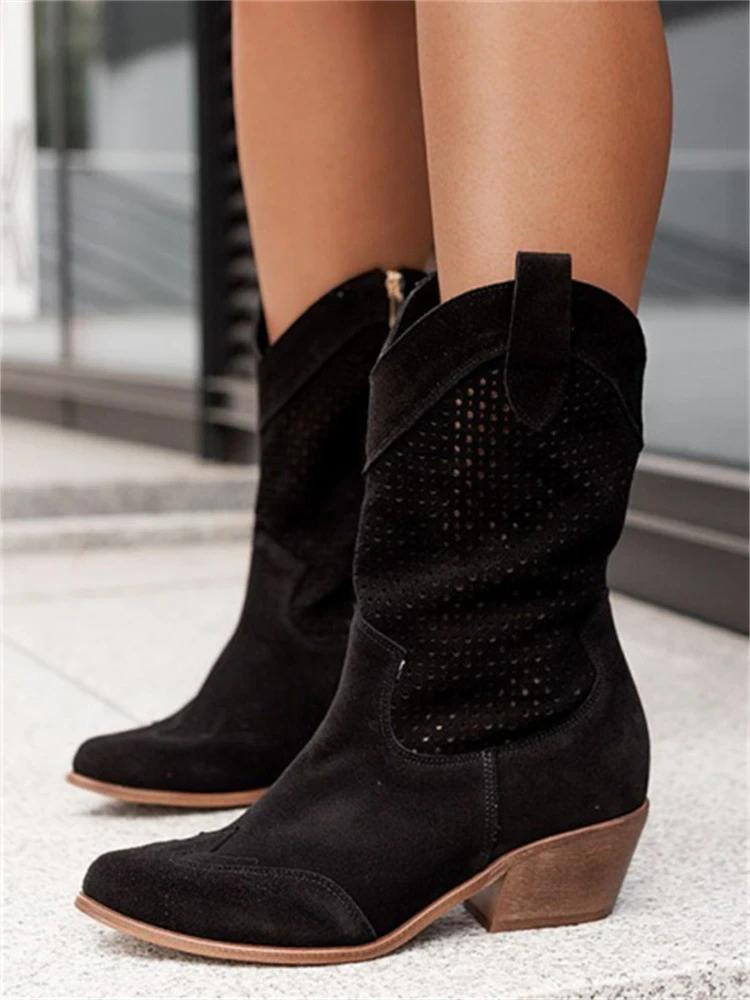 Stylish Women's Western-Inspired Heeled Boots