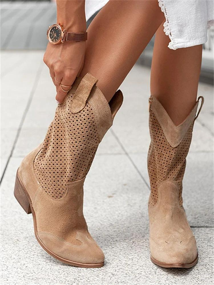 Stylish Women's Western-Inspired Heeled Boots