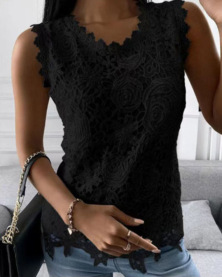 Lace-Embellished Top in Effenge Shade - Aria