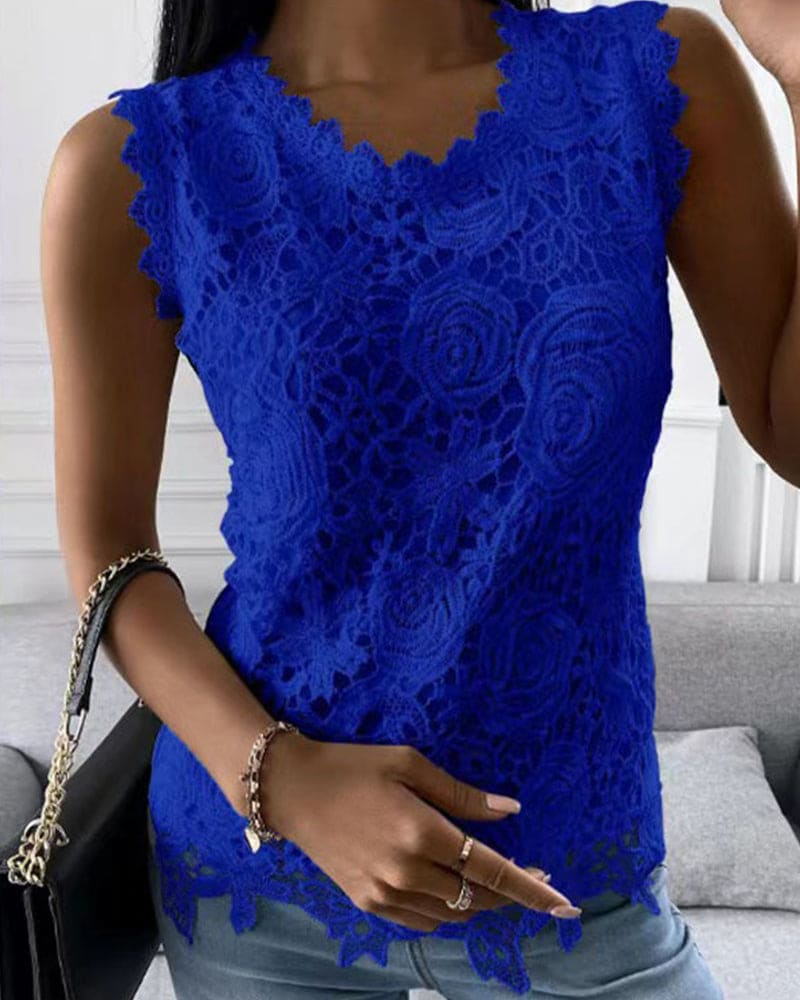 Lace-Embellished Top in Effenge Shade - Aria