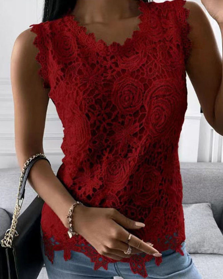 Lace-Embellished Top in Effenge Shade - Aria