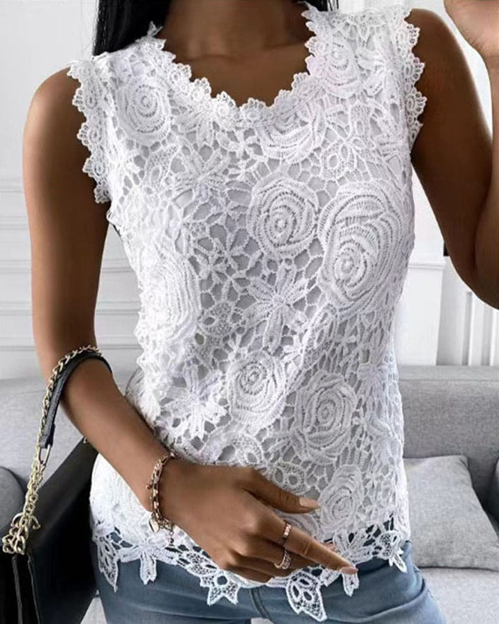 Lace-Embellished Top in Effenge Shade - Aria