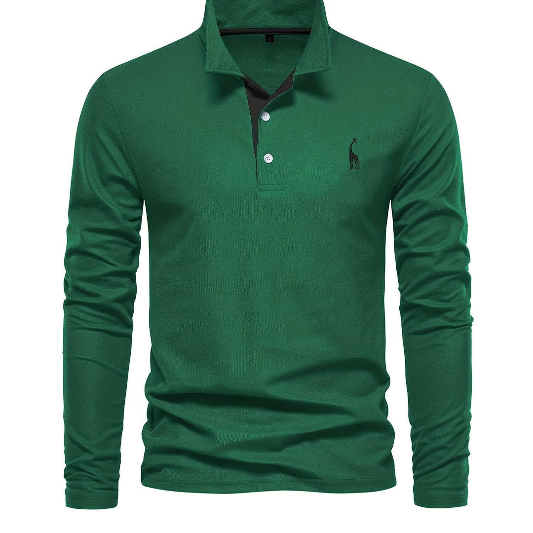 Breathable Long-Sleeve Polo Shirt for Men