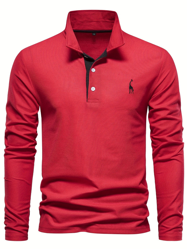 Breathable Long-Sleeve Polo Shirt for Men