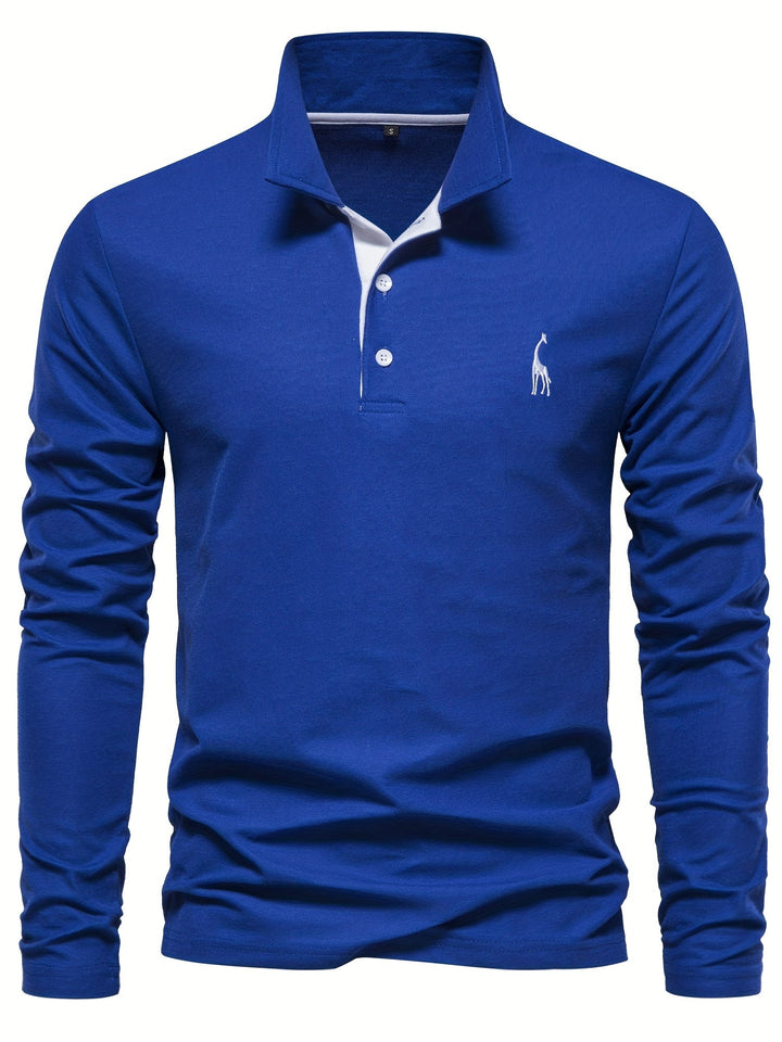 Breathable Long-Sleeve Polo Shirt for Men